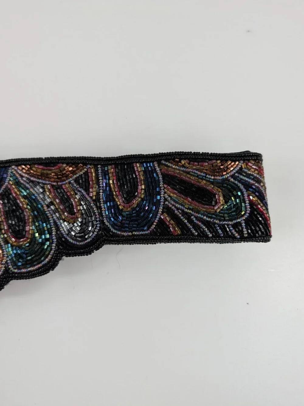 Vintage Magid Beaded Statement Belt Multicolor Geometric Pattern, Lined